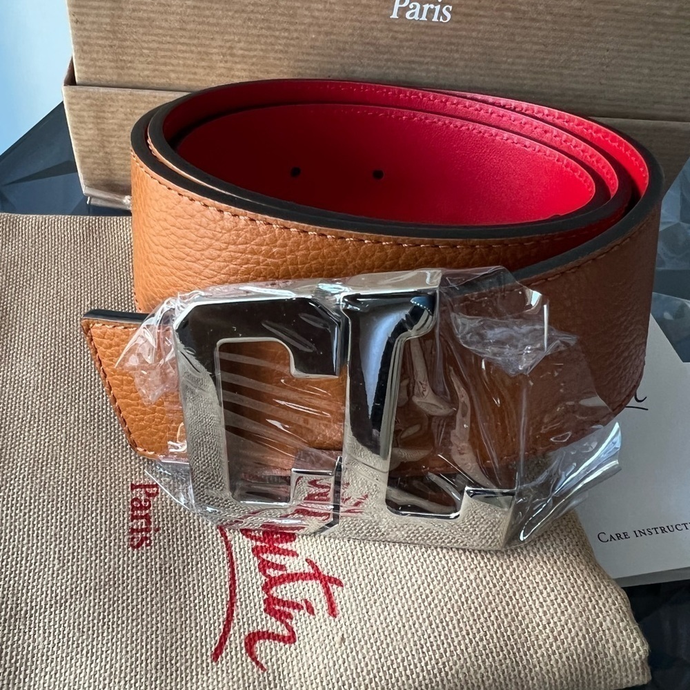 Christian Louboutin Mens Happy Rui CL-Logo Leather Belt - Picture 6 of 14